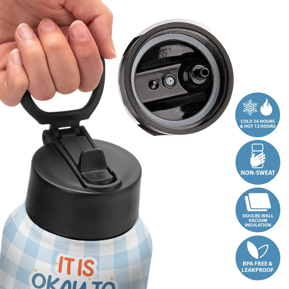 Gift For Kids,Back To School - It's Okay To Be Yourself - Personalized Kids Water Bottle