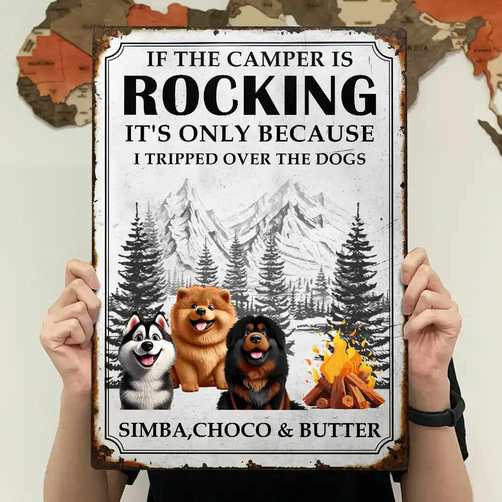 Pet Lovers,Pet Mom,Pet Dad,Camping,Campsite,Funny - It's Only Because I Tripped Over The Dog Funny Camping - Personalized Classic Metal Signs