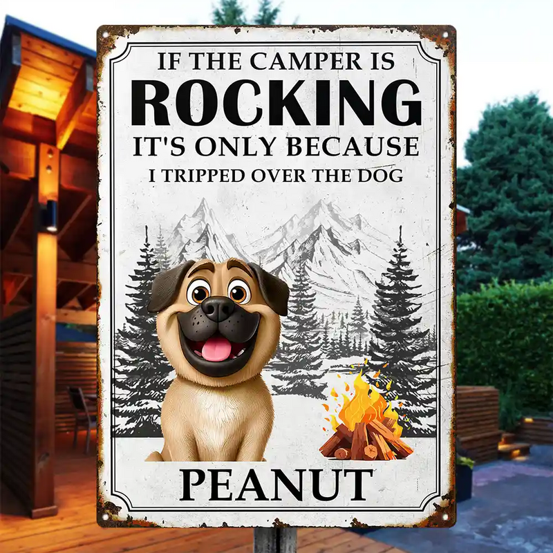 Pet Lovers,Pet Mom,Pet Dad,Camping,Campsite,Funny - It's Only Because I Tripped Over The Dog Funny Camping - Personalized Classic Metal Signs