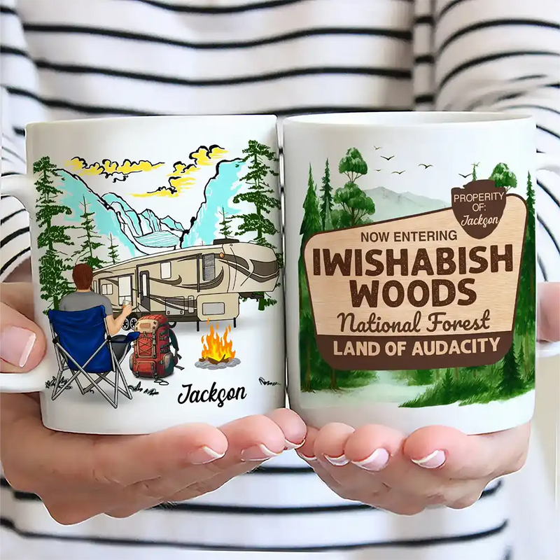 Camping, Campsite, Funny - Iwishabish Woods Camping - Personalized Mug