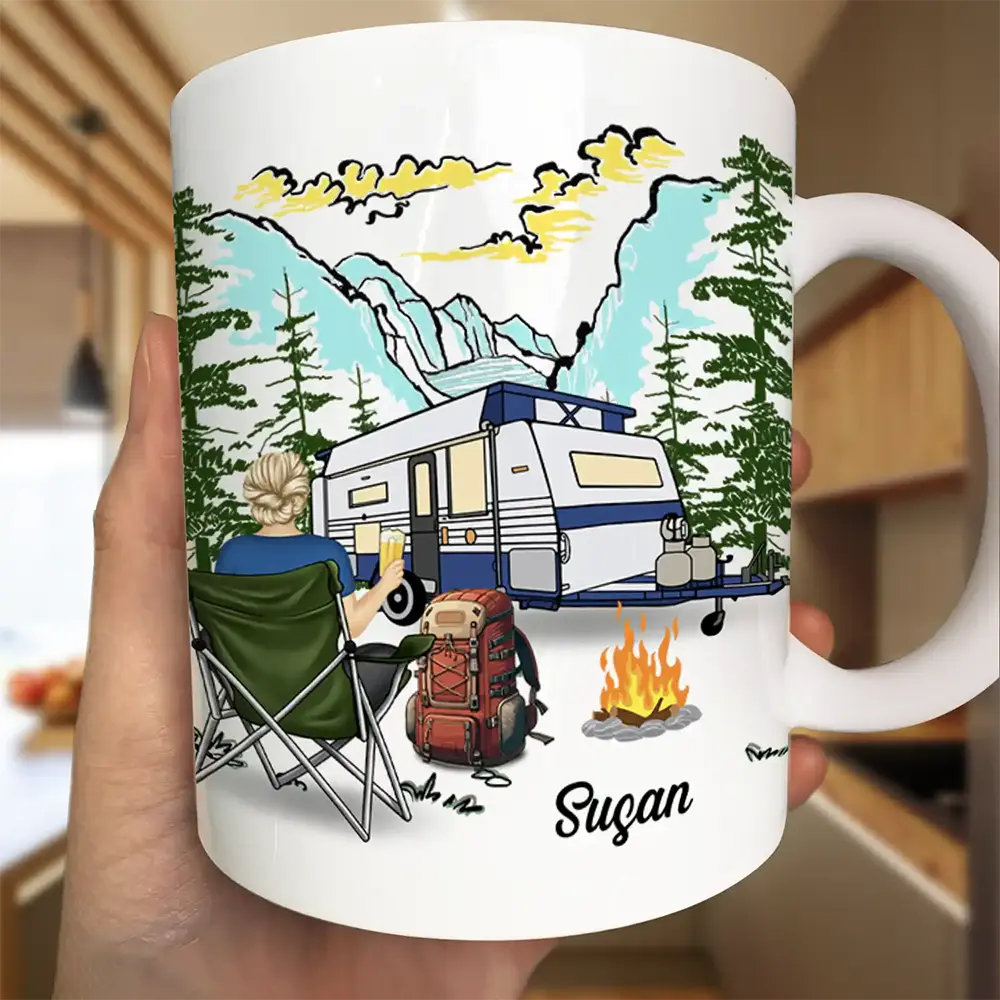 Camping, Campsite, Funny - Iwishabish Woods Camping - Personalized Mug