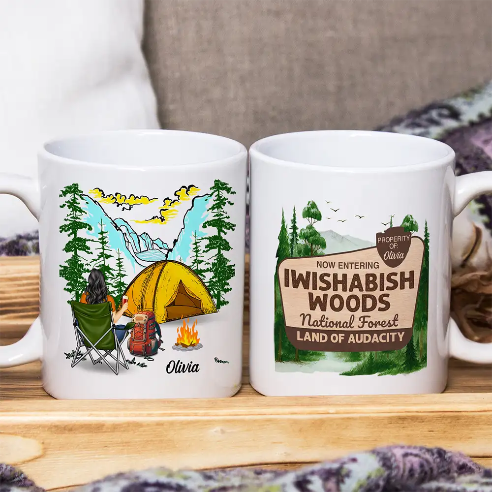 Camping, Campsite, Funny - Iwishabish Woods Camping - Personalized Mug