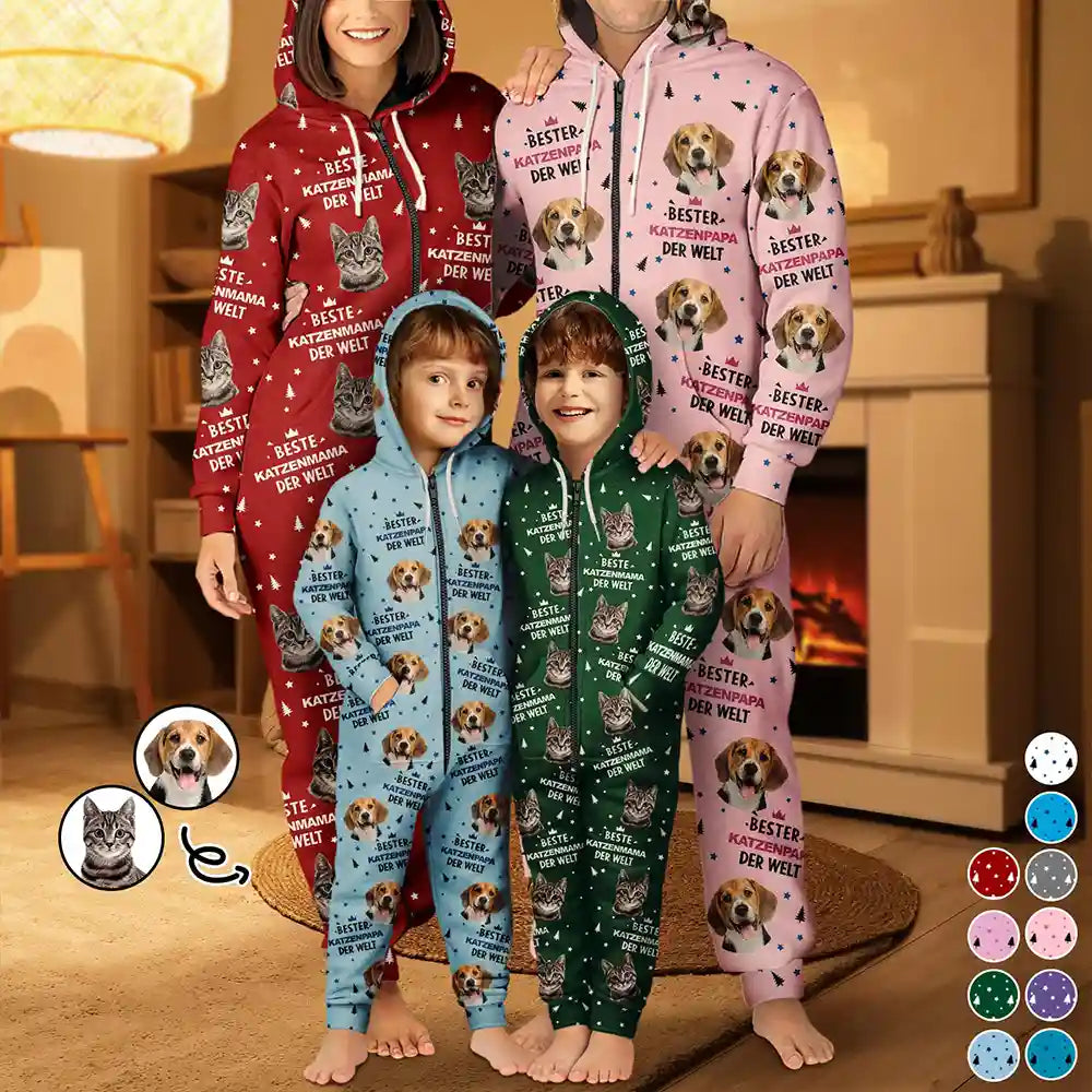 Eigenes Foto Hundebesitzer Und Katzenliebhaber - Personalisierter Unisex-Jumpsuit Mit Kapuze