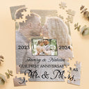 Gift For Couples, Gift For Husband, Gift For Wife - Custom Photo Our First Anniversary As Mr. & Mrs. - Personalized Jigsaw Puzzle