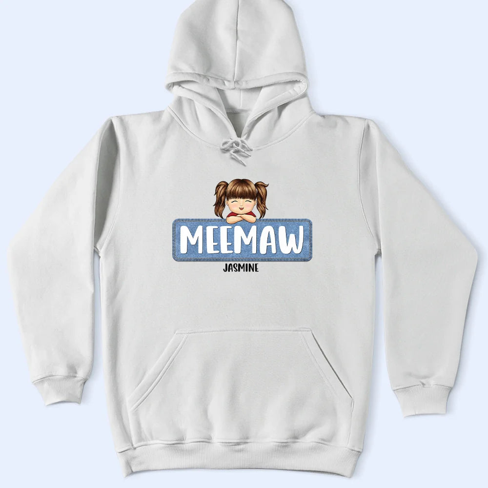 Gift For Mother,Gift For Grandma,Grandma,Grandkids - Jeans Pattern Mom Nana And Kids - Personalized T Shirt