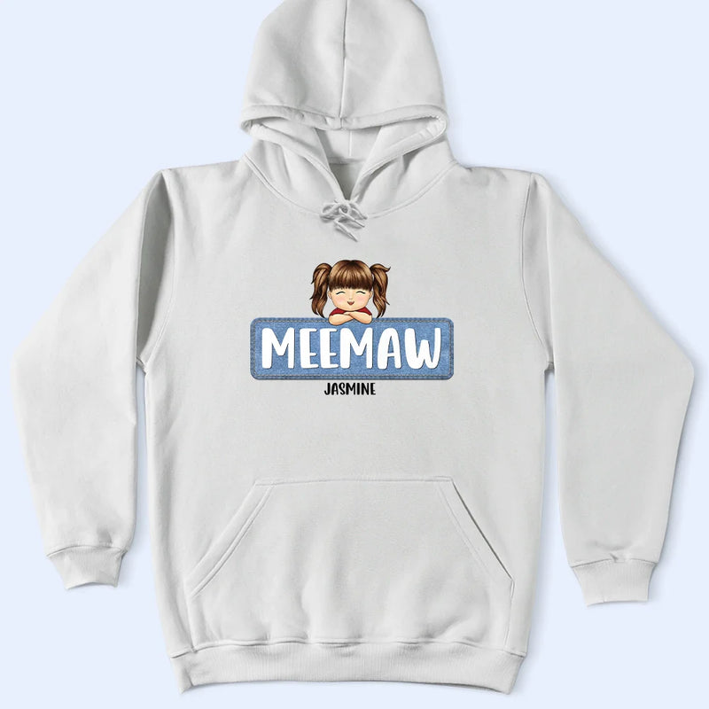 Gift For Mother,Gift For Grandma,Grandma,Grandkids - Jeans Pattern Mom Nana And Kids - Personalized T Shirt