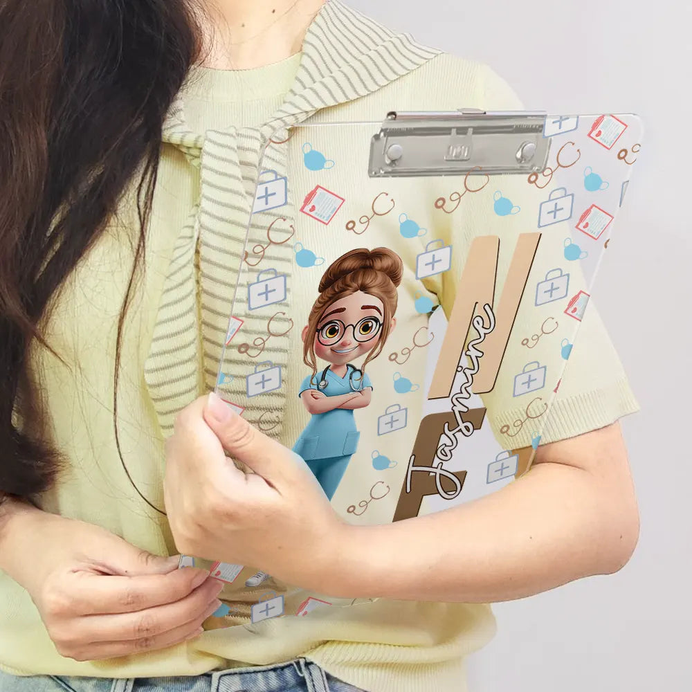 Nurse, Funny - Job Title 3D Effect Nurse - Personalized Acrylic Clipboard