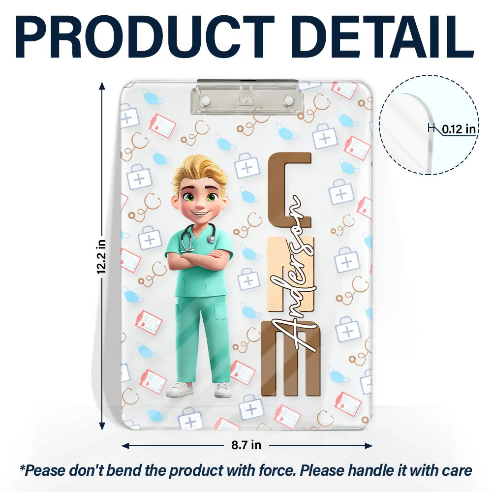Nurse, Funny - Job Title 3D Effect Nurse - Personalized Acrylic Clipboard
