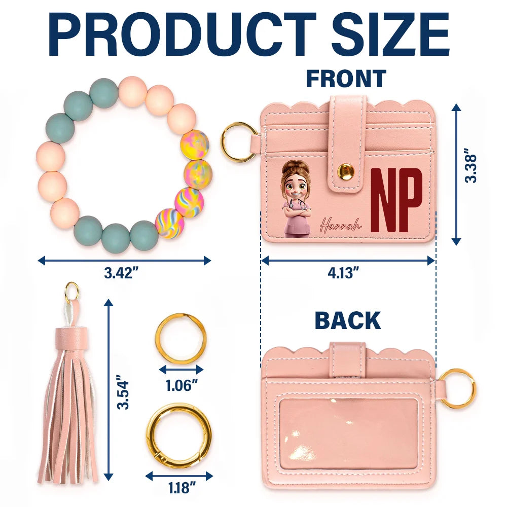 Gift For Yourself, Nurse, Happy, Gift For Women - Job Title 3D Effect Nurse - Personalized Keychain Wristlet Leather Wallet