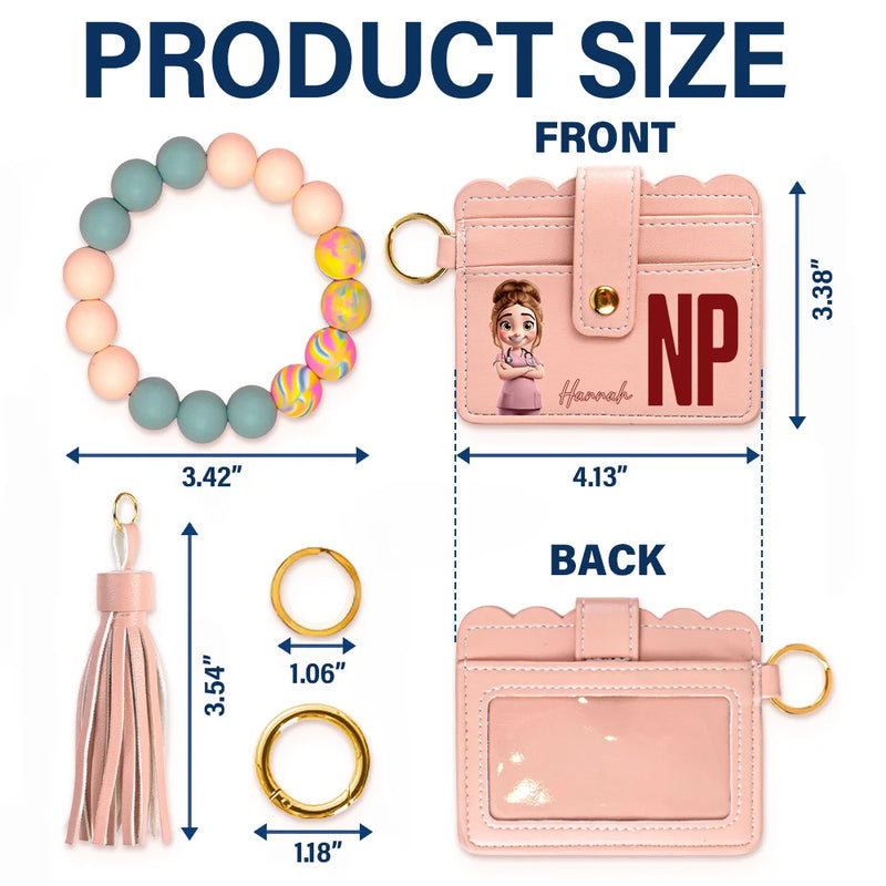 Gift For Yourself, Nurse, Happy, Gift For Women - Job Title 3D Effect Nurse - Personalized Keychain Wristlet Leather Wallet