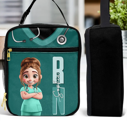 Job Title 3D Effect Nurse - Personalized Kids Lunch Bag