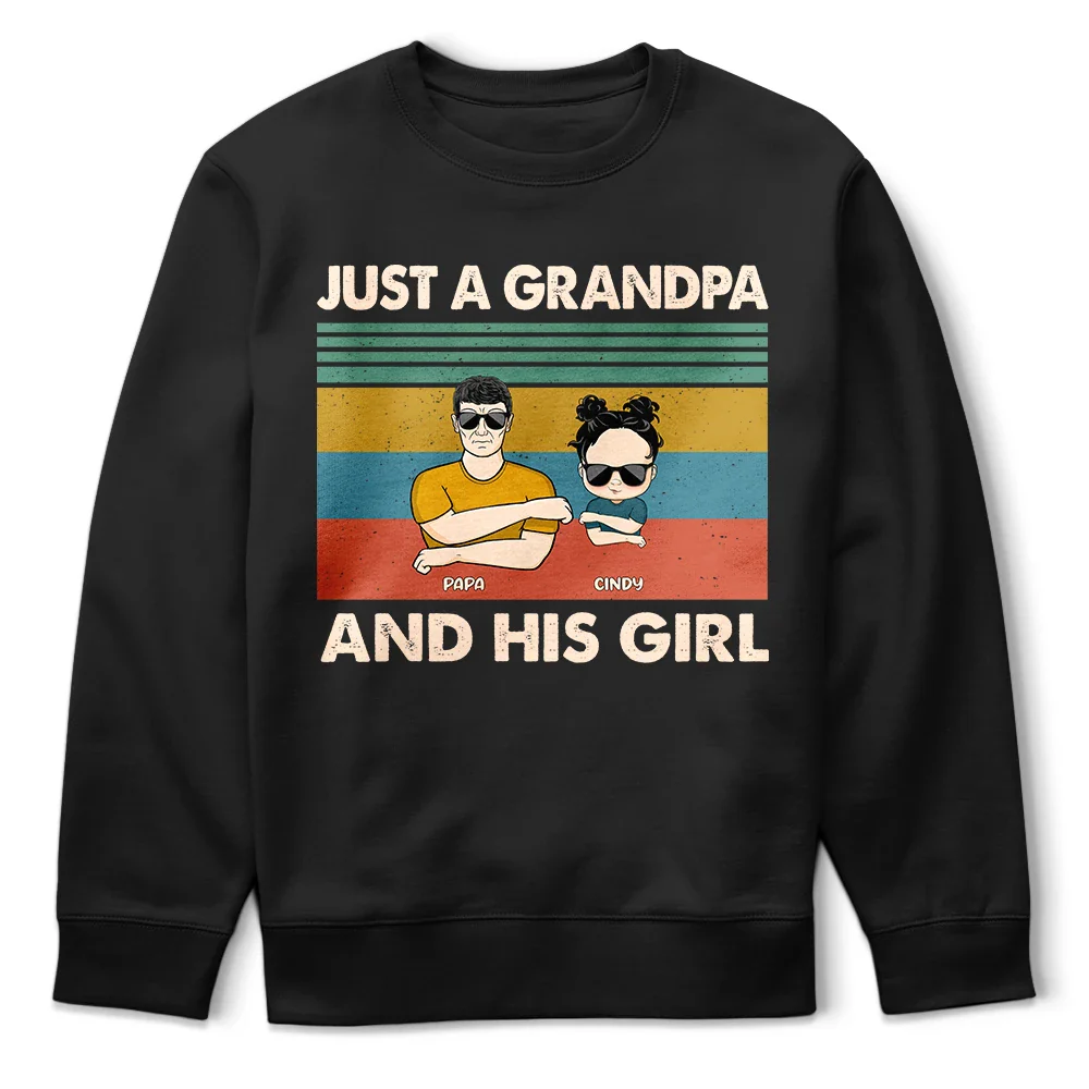 Gift For Grandpa,Grandpa - Grandkids,Happy - Just A Grandpa And His Granddaughter - Personalized T Shirt