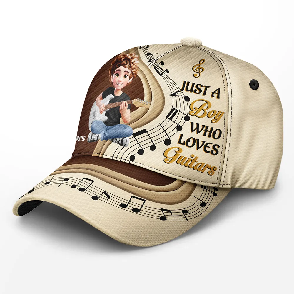 Guitar,Gift For Yourself,Funny - Just A Boy Girl Who Loves Guitars 3D Effect - Personalized Classic Cap
