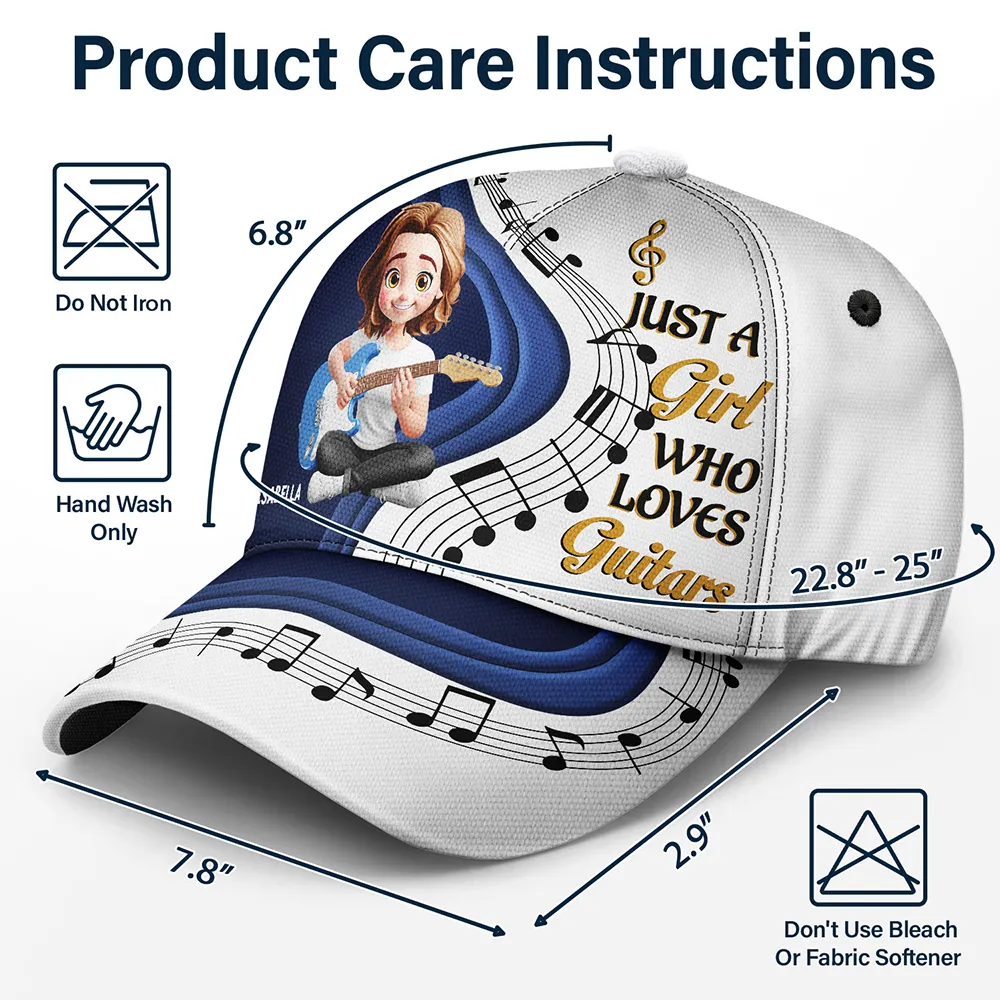 Guitar,Gift For Yourself,Funny - Just A Boy Girl Who Loves Guitars 3D Effect - Personalized Classic Cap