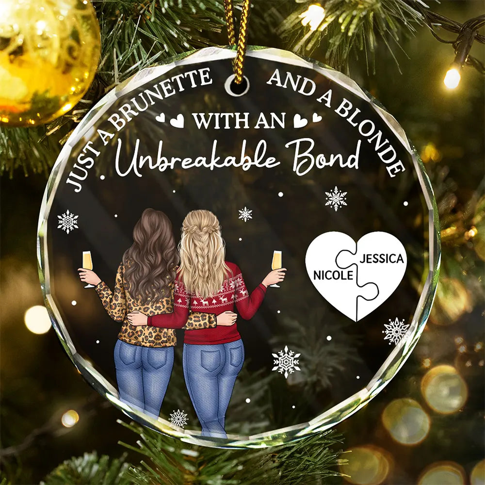 Just A Brunette & A Blonde - Personalized Circle Glass Ornament