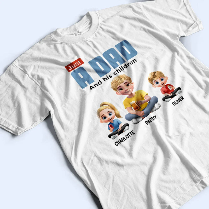 Gift For Father, Happy - Just A Dad And His Girl 3D Cartoon - Personalized Father's Day Gift Set