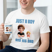 Gift For Father, Happy - Just A Dad And His Girl 3D Effect Crossed Arms - Personalized Father's Day Gift Set
