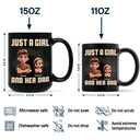 Gift For Father, Happy - Just A Dad And His Girl 3D Effect Crossed Arms - Personalized Father's Day Gift Set