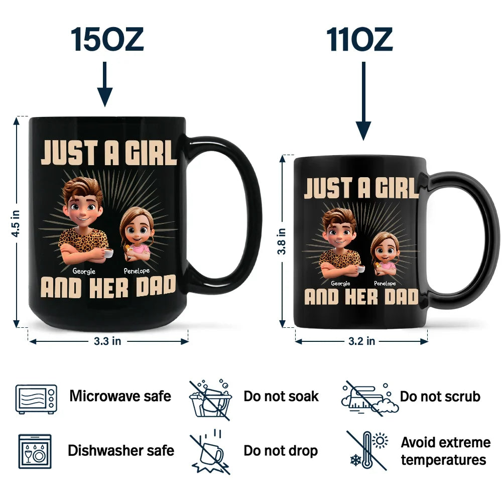 Gift For Father, Happy - Just A Dad And His Girl 3D Effect Crossed Arms - Personalized Father's Day Gift Set