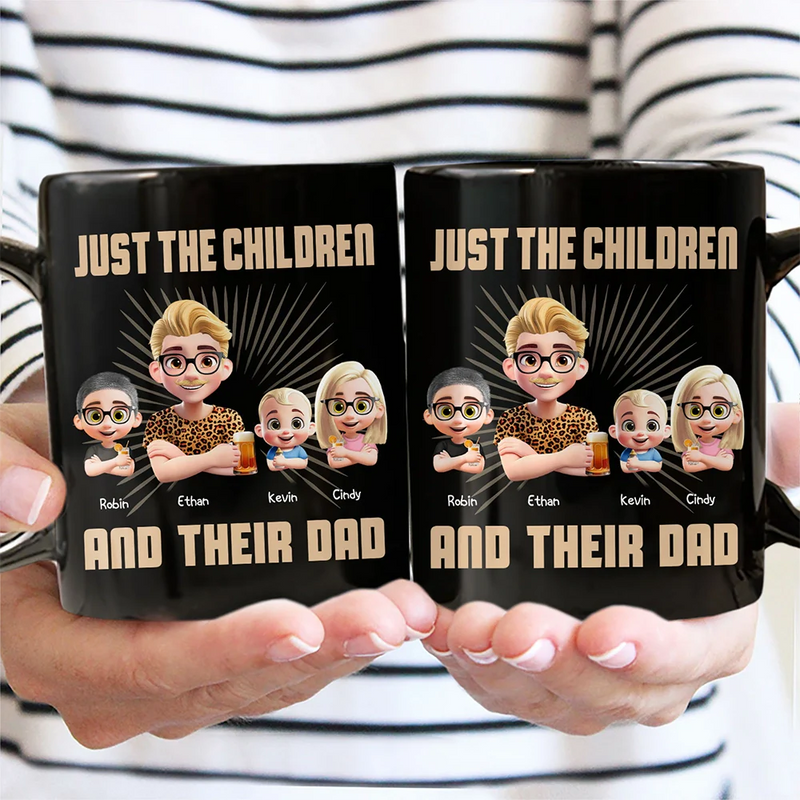 Gift For Father,Dad,Children - Just A Dad And His Girl 3D Effect Crossed Arms - Personalized Mug