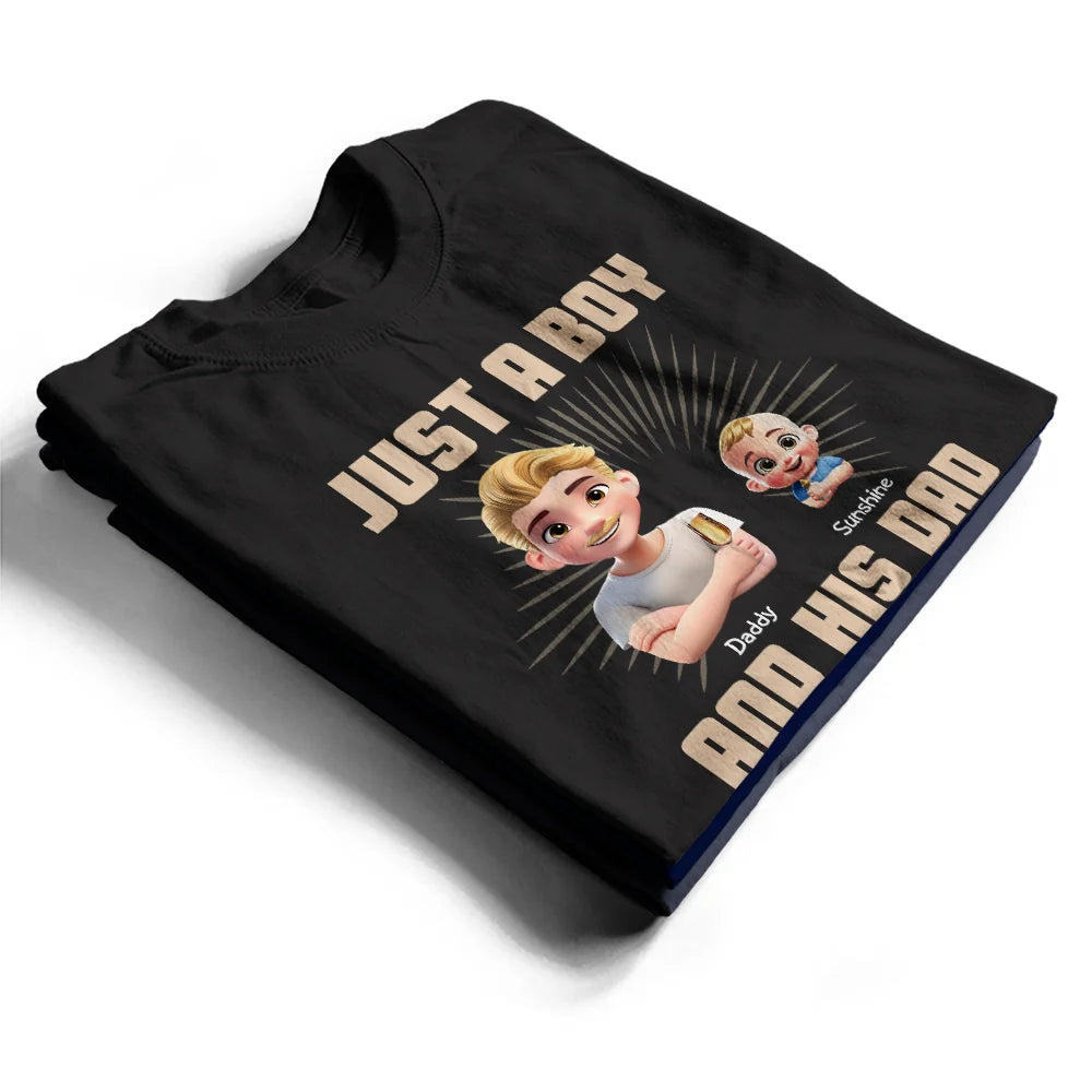 Gift For Father, Dad - Daughters (Young), Dad - Children, Happy - Just A Dad And His Girl 3D Effect Crossed Arms - Personalized T Shirt