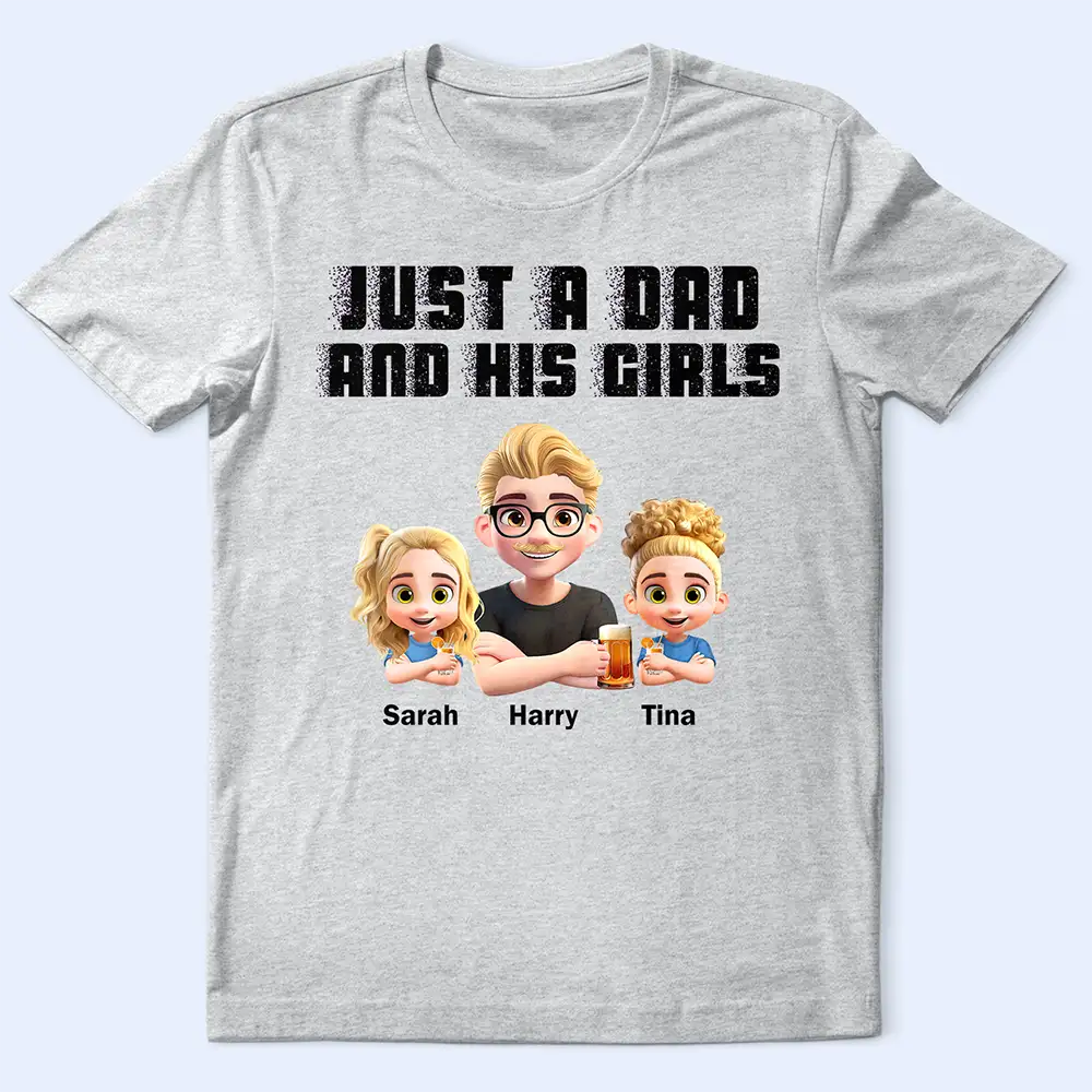 Gift For Father,Dad - Daughters (Young),Funny -  Just A Dad And His Girl Grunge Style - Personalized T Shirt