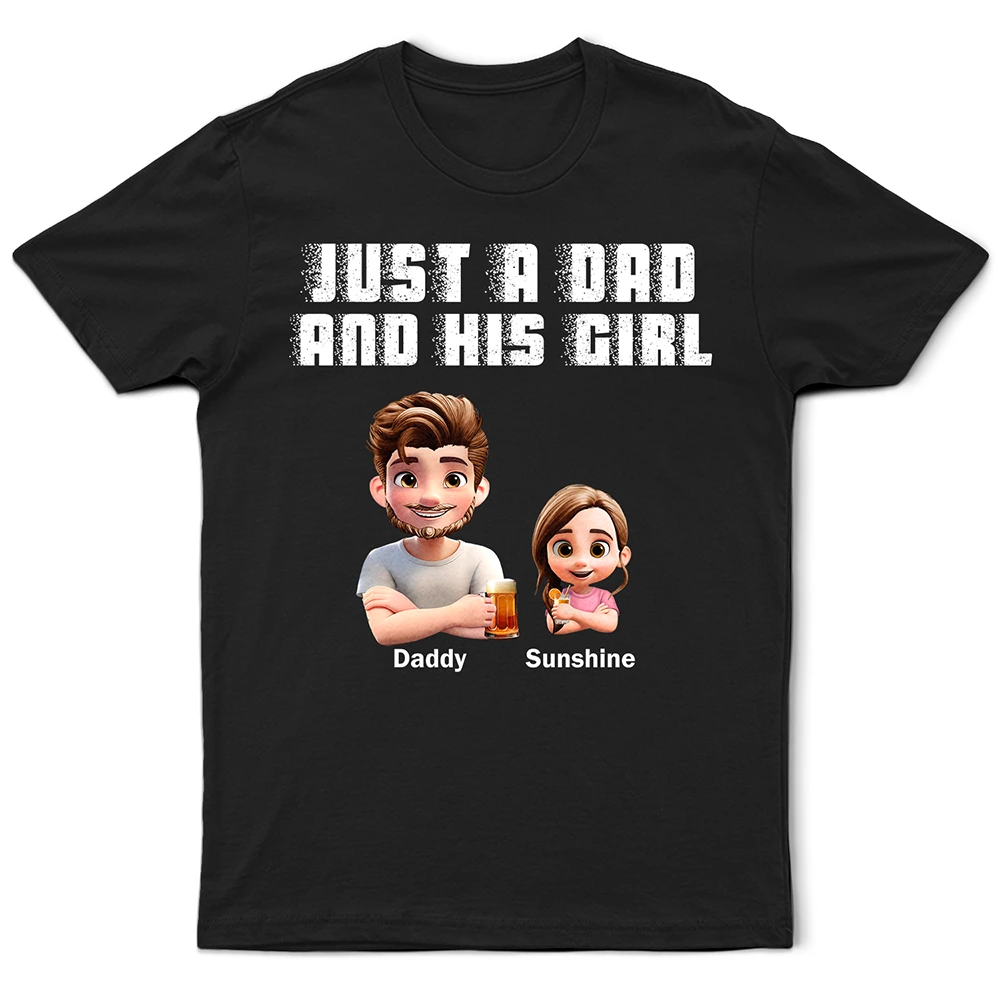 Gift For Father,Dad - Daughters (Young),Funny -  Just A Dad And His Girl Grunge Style - Personalized T Shirt