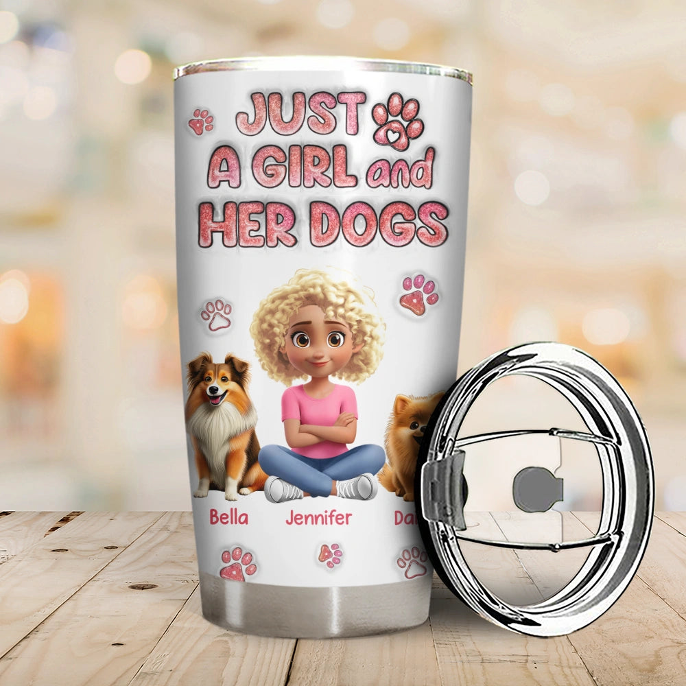 Dog Lovers, Dog Mom, Dog Dad, Pet Lovers, Pet Mom, Pet Dad, Happy - Just A Girl And Her Dog - Personalized Tumbler
