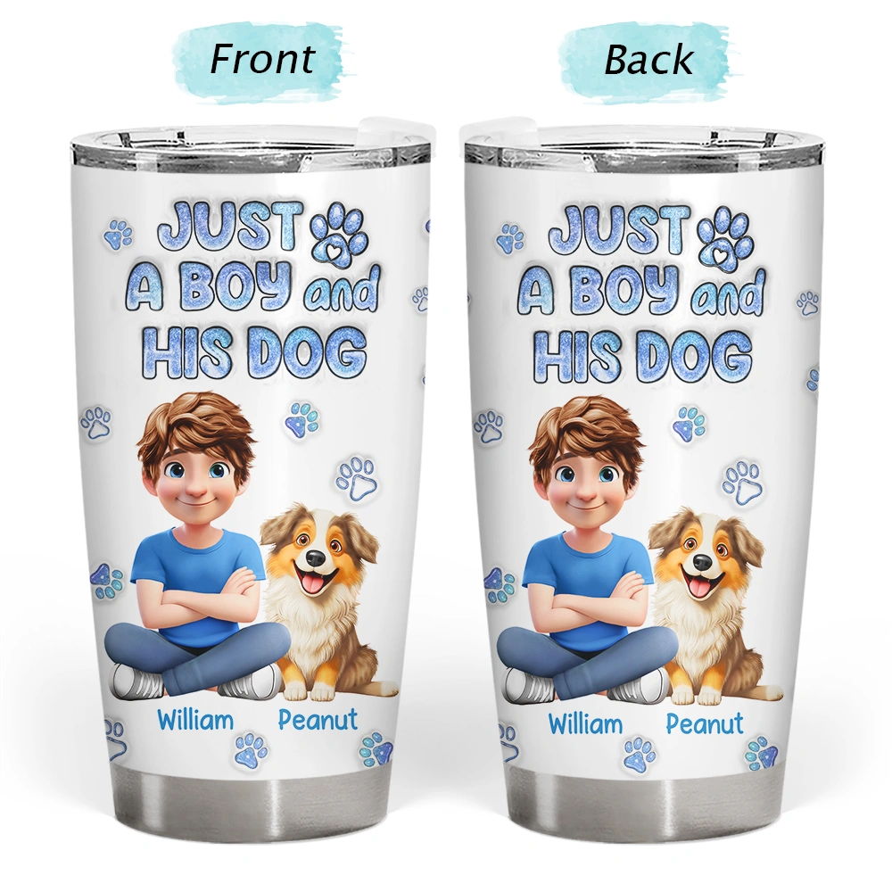 Dog Lovers, Dog Mom, Dog Dad, Pet Lovers, Pet Mom, Pet Dad, Happy - Just A Girl And Her Dog - Personalized Tumbler