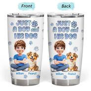 Dog Lovers, Dog Mom, Dog Dad, Pet Lovers, Pet Mom, Pet Dad, Happy - Just A Girl And Her Dog - Personalized Tumbler
