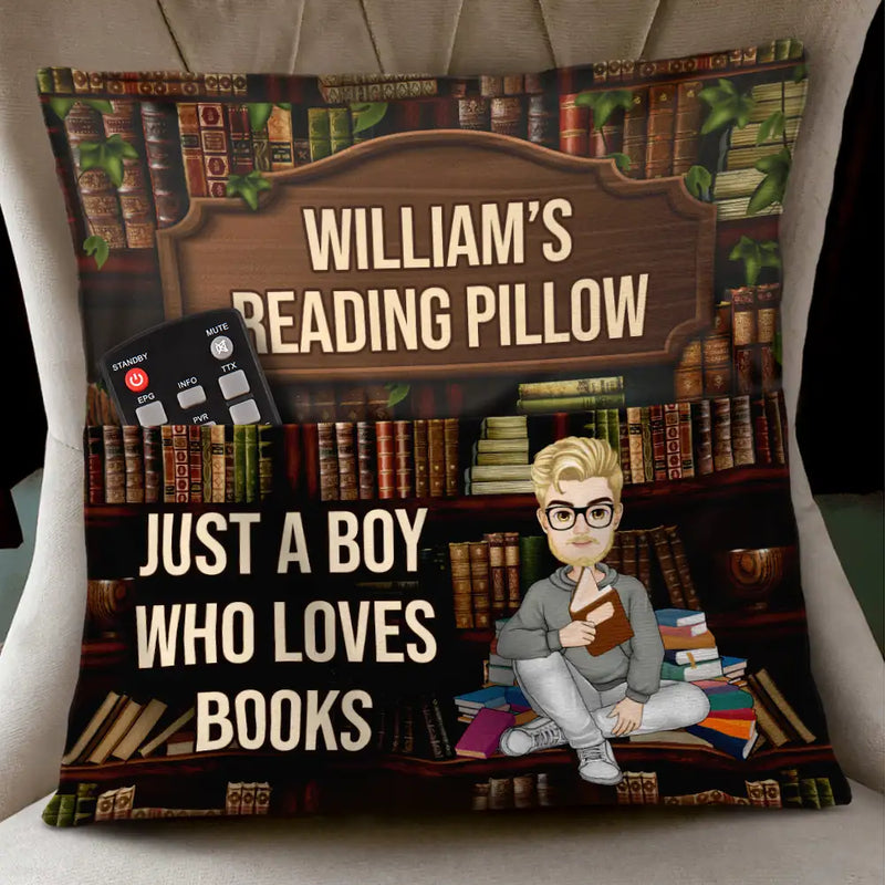 Gift For Yourself, Gift For Women, Gift For Men, Happy, Reading - Just A Girl Boy Who Loves Books Reading Pillow - Personalized Pocket Pillow