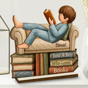 Top Market,Proud,Reading,Gift For Yourself,Vector - Just A Girl Boy Who Loves Books Wood Carving Style - Personalized Custom Shaped Wooden Plaque