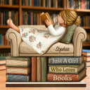 Top Market,Proud,Reading,Gift For Yourself,Vector - Just A Girl Boy Who Loves Books Wood Carving Style - Personalized Custom Shaped Wooden Plaque