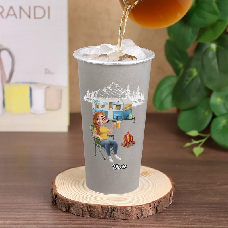 Gift For Yourself, Gift For Women, Camping, Summer, Happy, Gift For Men - Just A Girl Boy Who Loves Camping 3D Effect - Personalized Aluminum Color Changing Cup