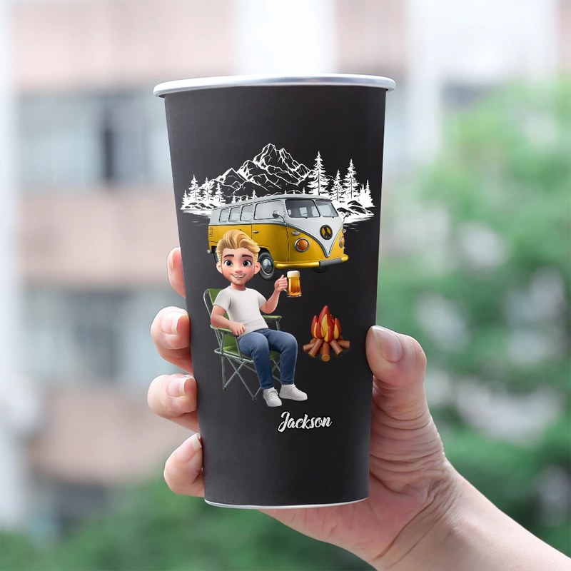 Gift For Yourself, Gift For Women, Camping, Summer, Happy, Gift For Men - Just A Girl Boy Who Loves Camping 3D Effect - Personalized Aluminum Color Changing Cup