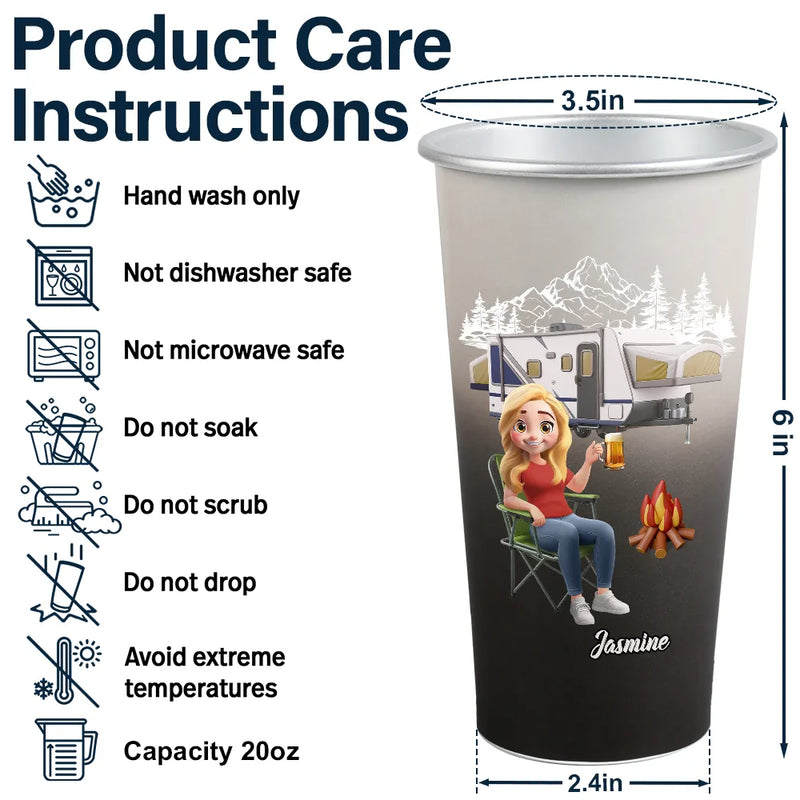 Gift For Yourself, Gift For Women, Camping, Summer, Happy, Gift For Men - Just A Girl Boy Who Loves Camping 3D Effect - Personalized Aluminum Color Changing Cup