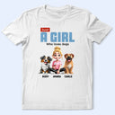 Dog Lovers,Dog Mom,Dog Dad,Pet Lovers,Happy - Just A Girl Boy Who Loves Dogs - Personalized T Shirt