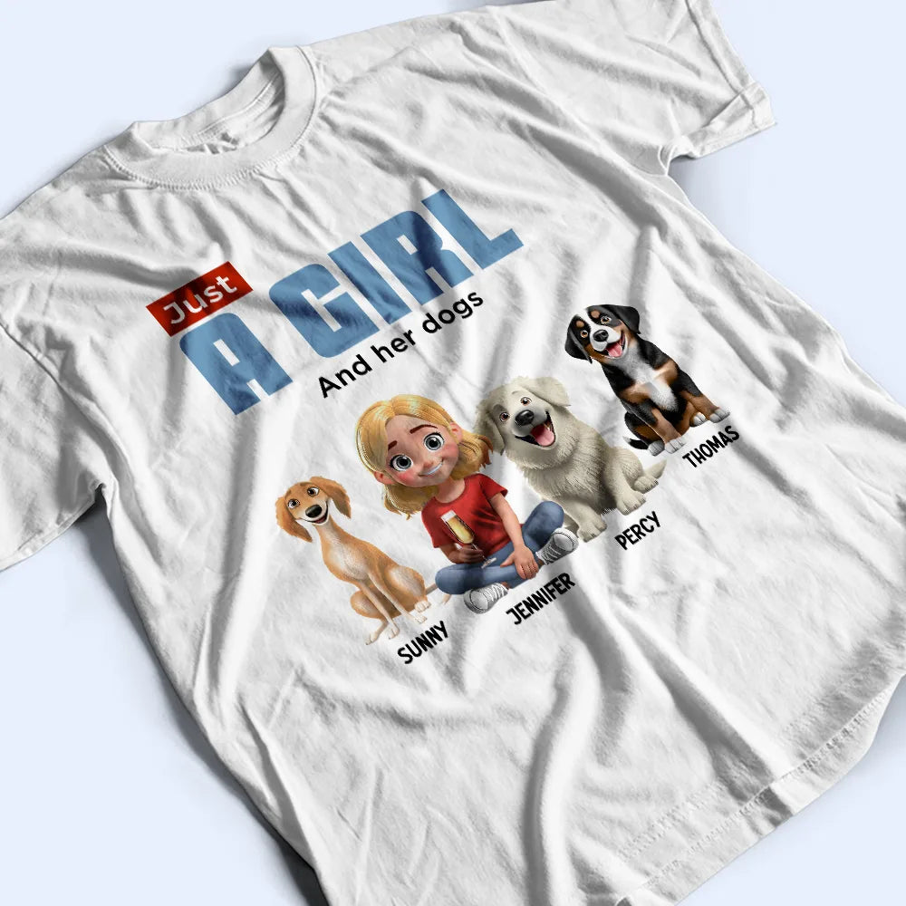 Dog Lovers,Dog Mom,Dog Dad,Pet Lovers,Happy - Just A Girl Boy Who Loves Dogs - Personalized T Shirt