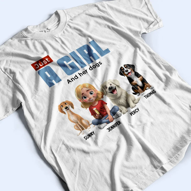 Dog Lovers,Dog Mom,Dog Dad,Pet Lovers,Happy - Just A Girl Boy Who Loves Dogs - Personalized T Shirt