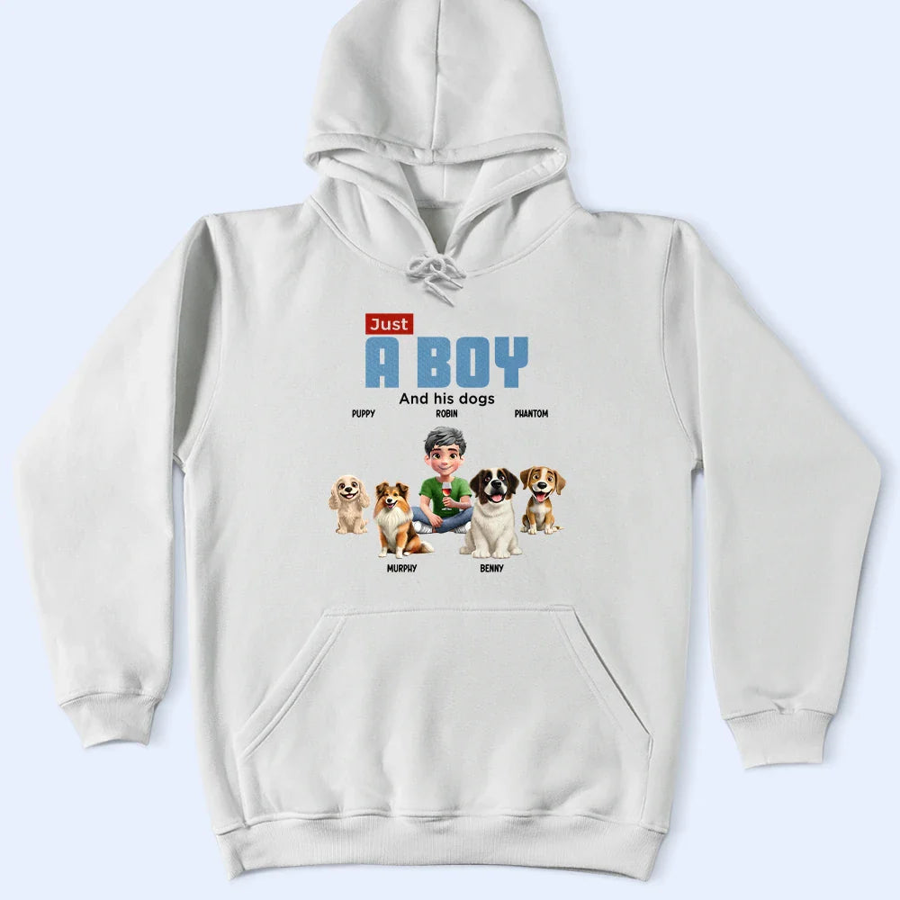 Dog Lovers,Dog Mom,Dog Dad,Pet Lovers,Happy - Just A Girl Boy Who Loves Dogs - Personalized T Shirt