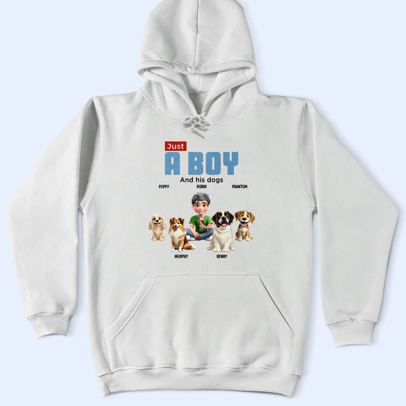 Dog Lovers,Dog Mom,Dog Dad,Pet Lovers,Happy - Just A Girl Boy Who Loves Dogs - Personalized T Shirt