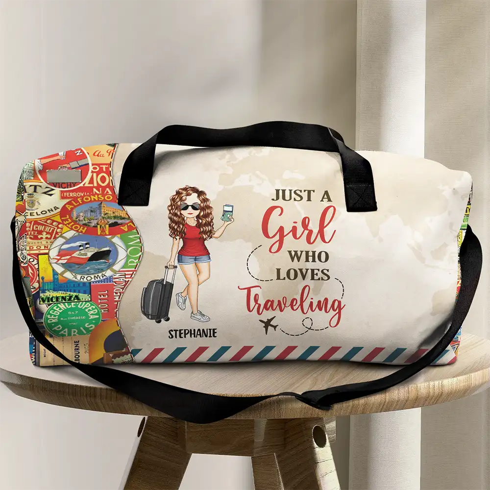 Travel,Gift For Yourself,Happy - Just A Girl Boy Who Loves Traveling - Personalized Duffle Bag