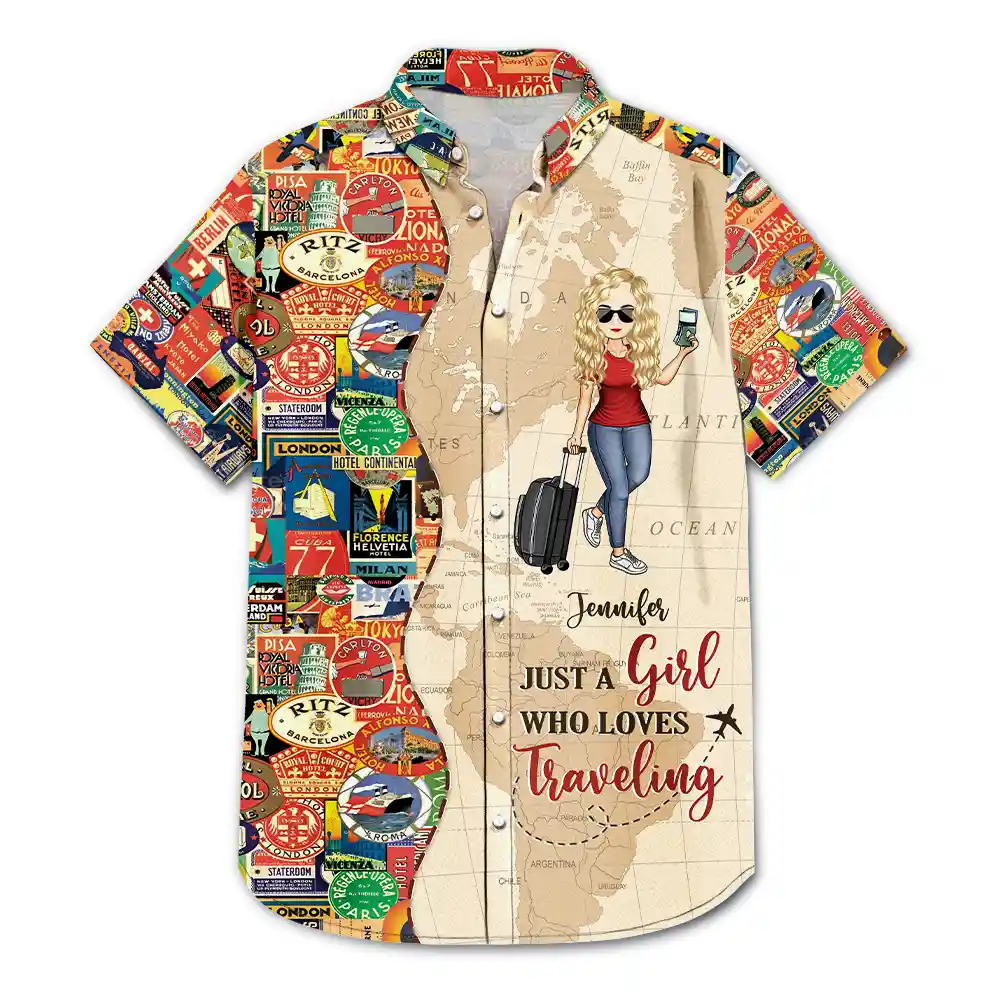 Travel, Gift For Yourself, Happy, Gift For Men, Gift For Women - Just A Girl Boy Who Loves Traveling - Personalized Hawaiian Shirt