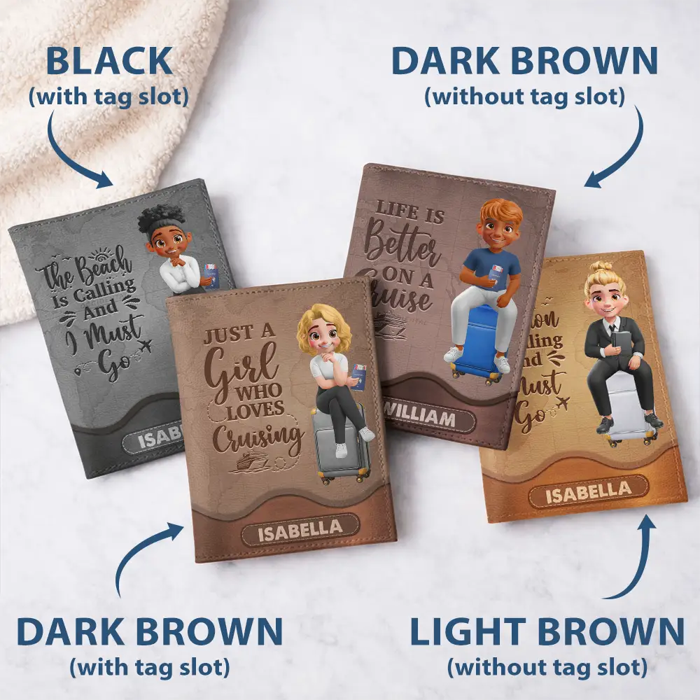 Gift For Yourself,Gift For Women,Gift For Men,Travel,Happy - Just A Girl Boy Who Loves Traveling - Personalized Leather Passport Holder