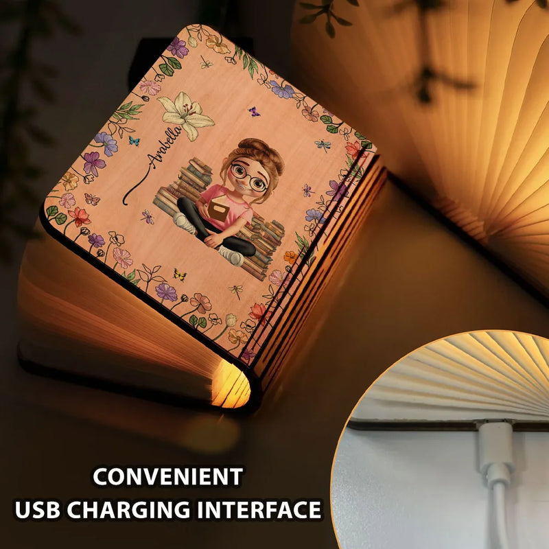 Reading, Gift For Yourself, Happy, Gift For Women - Just A Girl Who Loves Reading - Personalized Book Lamp