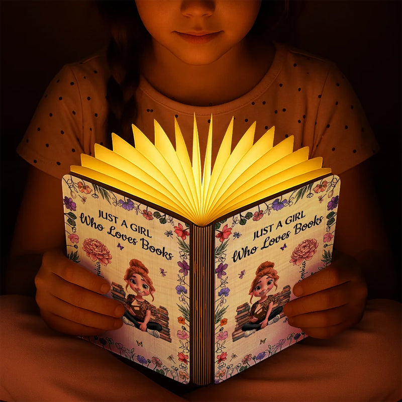 Reading, Gift For Yourself, Happy, Gift For Women - Just A Girl Who Loves Reading - Personalized Book Lamp