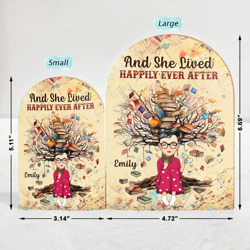 Reading, Happy, Gift For Yourself - Just A Girl Who Loves - Personalized Wood Book Ends