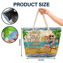 Happy,Gift For Yourself,Gift For Women,Gift For Wife,Gift For Girlfriend,Gift For Mother,Gift For Grandma,Travel,Beach,Swimming - Just A Girl Who Loves Beaches Cartoon - Personalized Beach Bag
