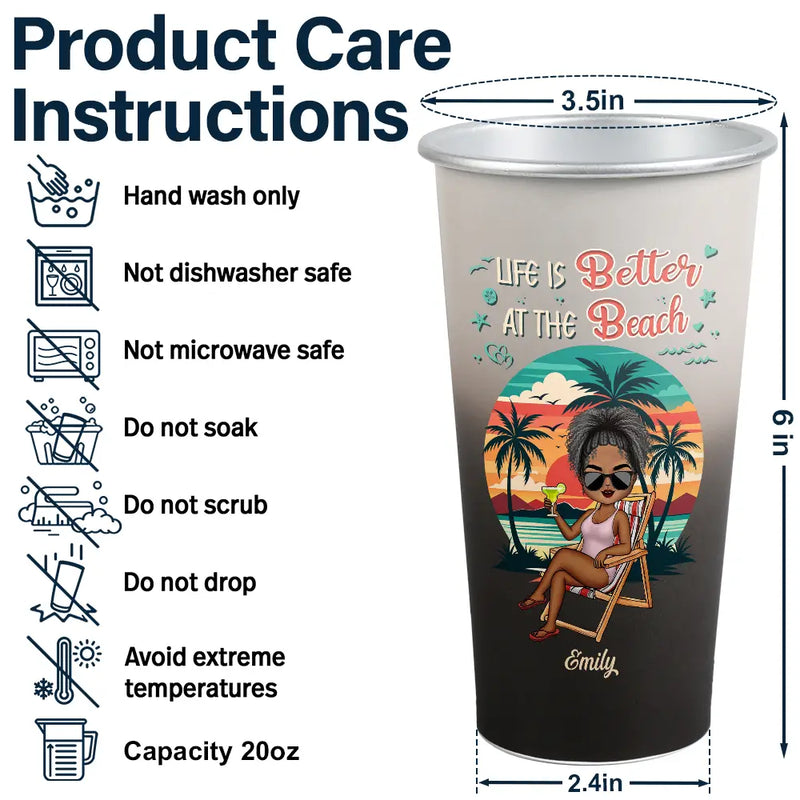 Gift For Women, Gift For Yourself, Summer, Travel, Beach, Happy - Just A Girl Who Loves Beaches Summer - Personalized Aluminum Color Changing Cup