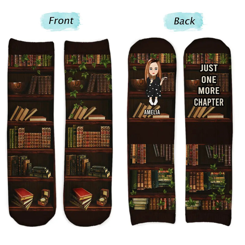Gift For Yourself,Gift For Women,Reading,Happy,Gift For Men,Christmas - Just A Girl Who Loves Book - Personalized Socks